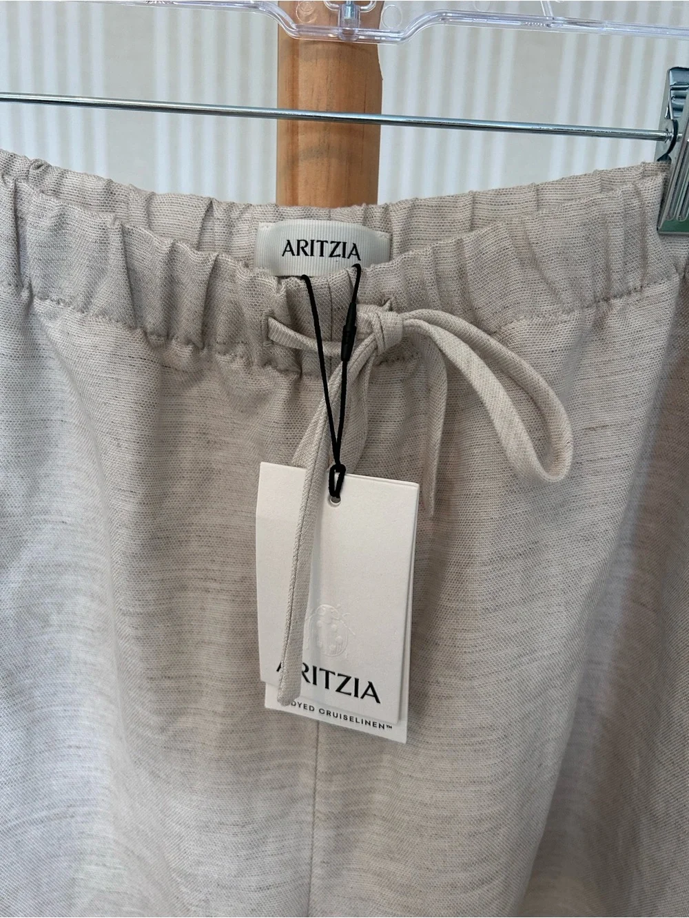 ARITZIA The Lodge Pant in Undyed Ecru Drawstring Wide-Leg Flowy Sz Medium Short